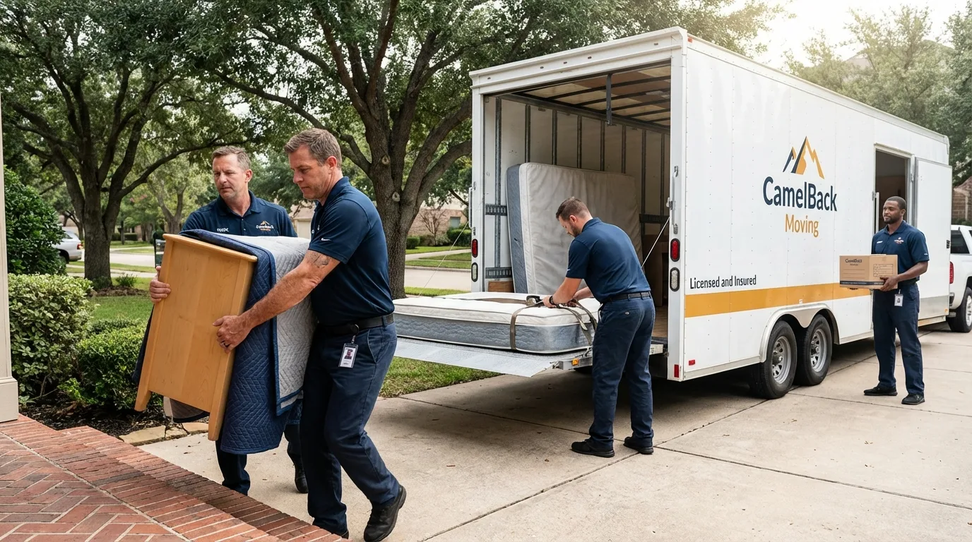 Crew loading residential truck for cross-state move from North Wilkesboro, NC