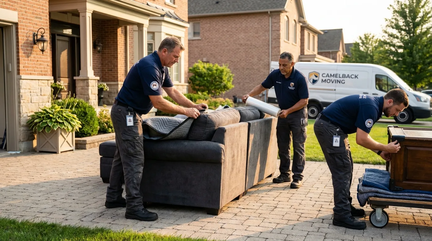 Large estate moving crew wrapping furniture in North Wilkesboro, NC