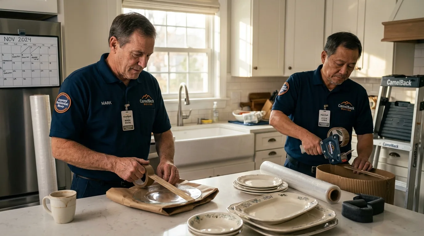 Professional crew packing kitchen dishware in North Wilkesboro, NC